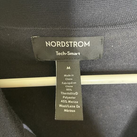 NORDSTROM Tech Smart Blue Merino Wool Button Up Sweater Collared Cardigan Sz M - Picture 6 of 8